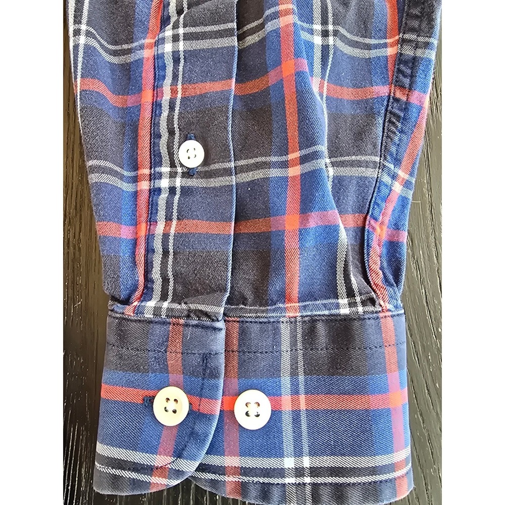FootJoy FJ 1857 Mens Large Navy‎ Blue Red Plaid Long Sleeve Button Down Shirt - Picture 5 of 6